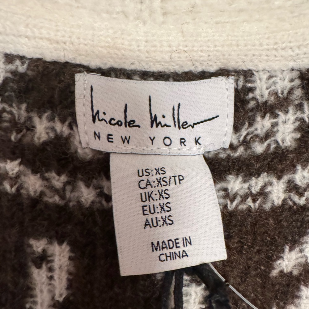 Nicole Miller Cream and Brown Horse Pattern Cardigan - Picture 3 of 3